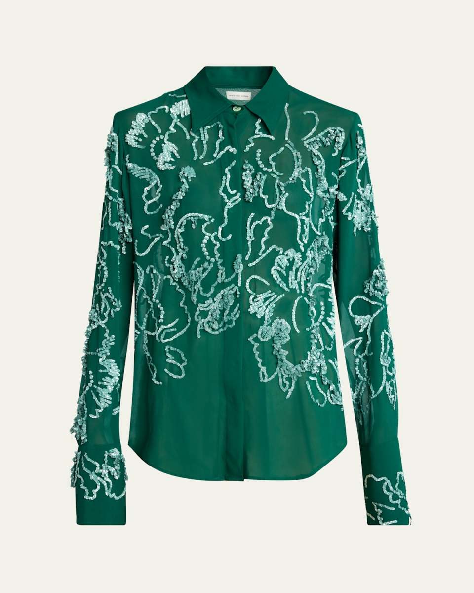 Celina Sequined Button Down Shirt